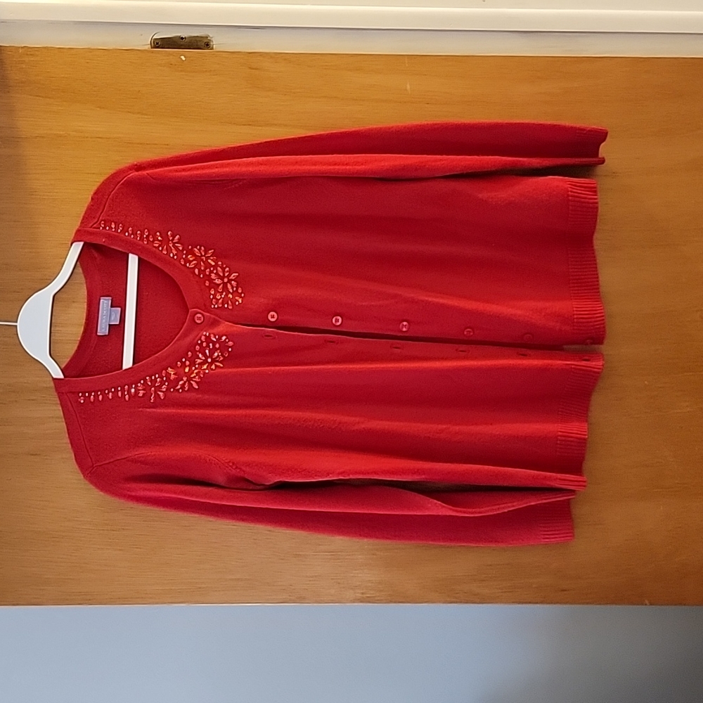 Laura Scott Red Cardigan Size L